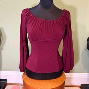 Pinup couture Elegant Burgundy Women's Top swann small